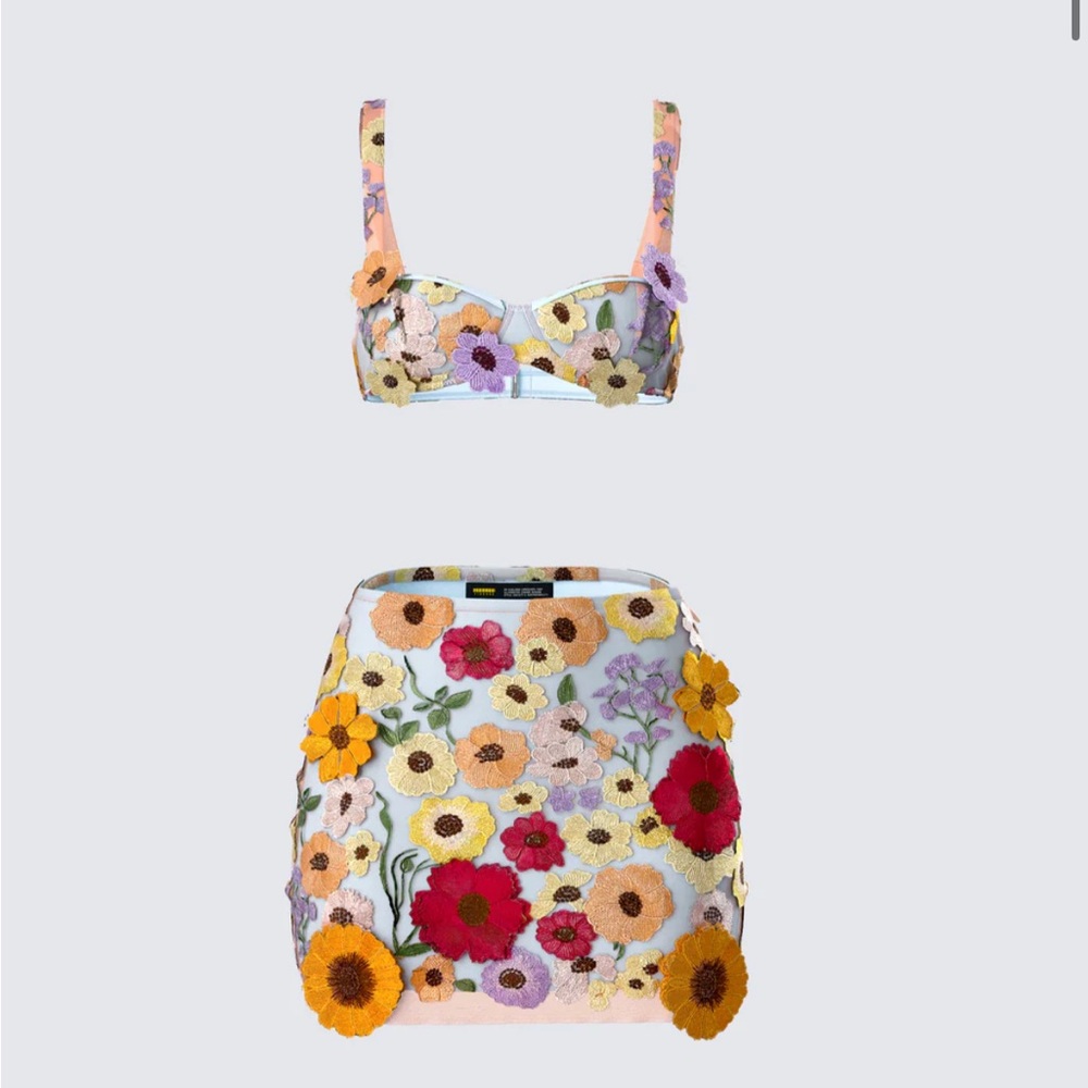 Floral Embroidered Two-Piece Set